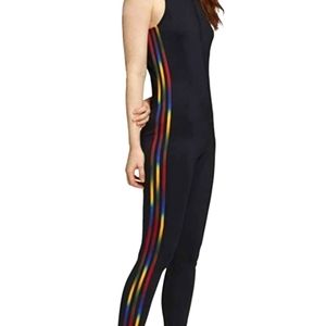Adidas Black Rainbow Stripe Jumpsuit Stagesuit